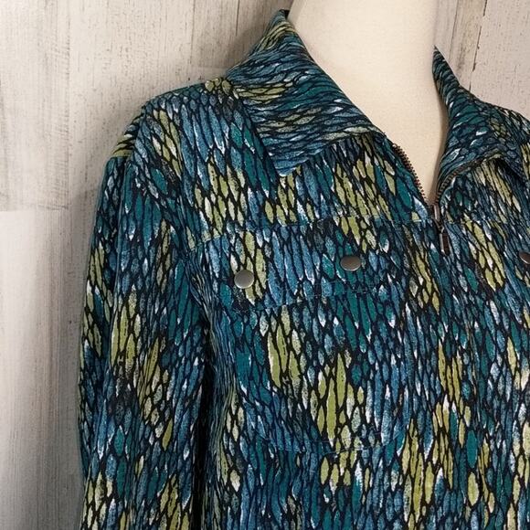 CHICO'S ZENERGY Blue Green Zip Blazer 8 Medium - Picture 3 of 10